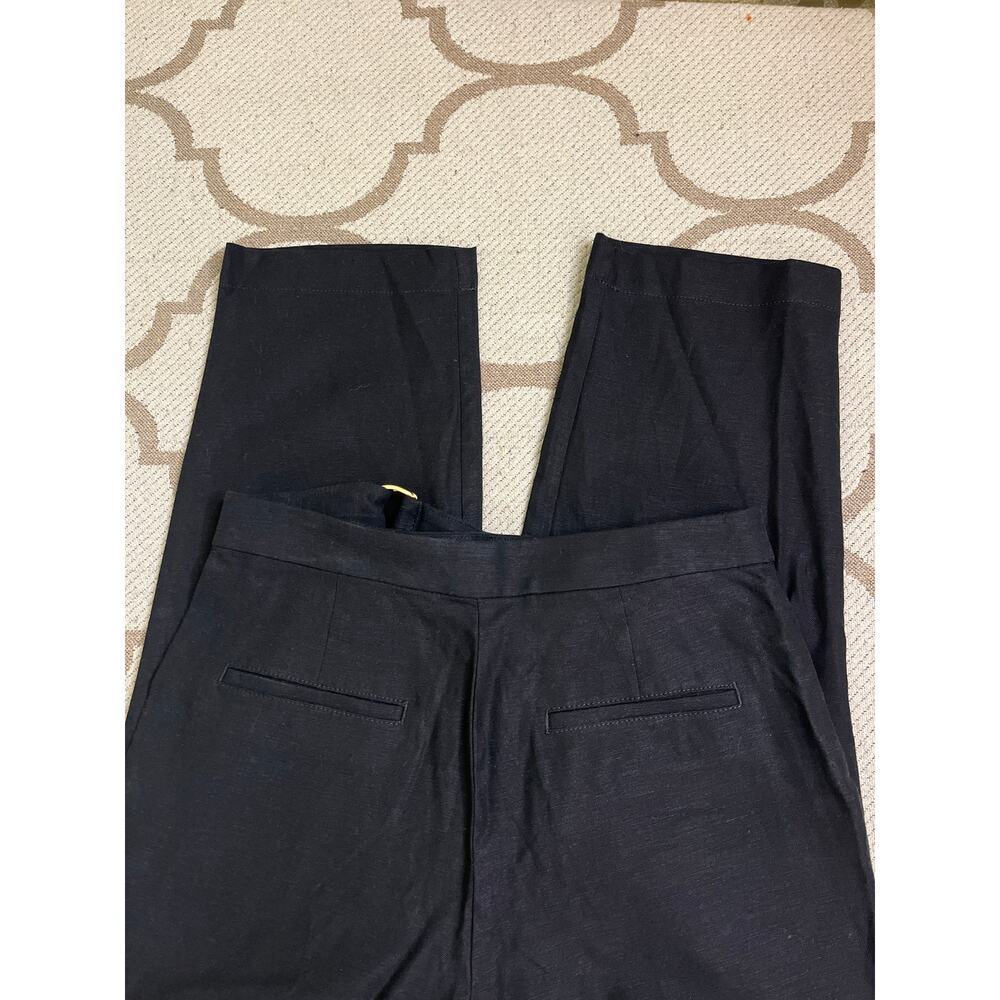 Ann Taylor The Petite Belted Ankle Linen Blend Black Pants, Size 4P - Picture 4 of 15